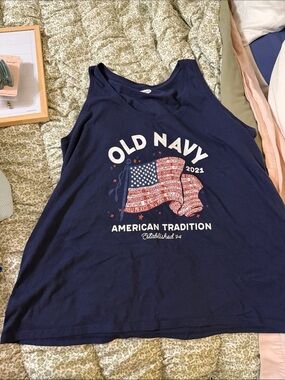 Old Navy Navy Red White American Tradition Graphic Tank